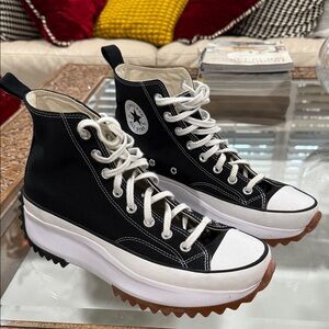 Converse Run Star Hike Black and White High-Top Platform Sneakers